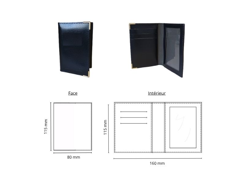  Porte 3 cartes rembordé + cristal intérieur